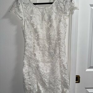 Lulu's White Floral Lace Mini Dress